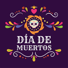 Dia de los muertos lettering template Vector