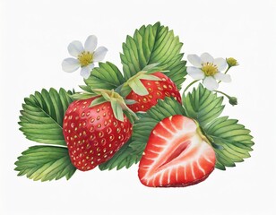 Strawberry illustration . AI generation.