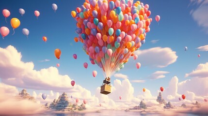 Light-hearted and delightful, air balloons will add a playful touch to your birthday celebration. Watch them dance in the air as you revel in the joy of your special day. - obrazy, fototapety, plakaty