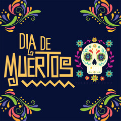 Colored dia de los muertos traditional template lettering Vector