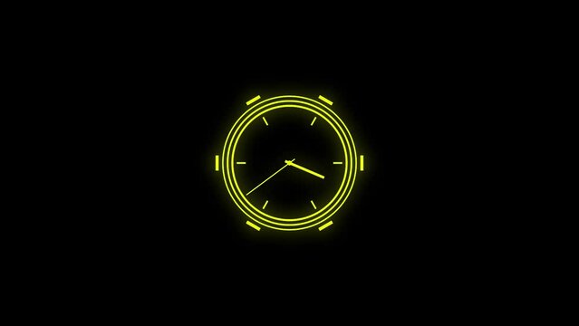   New Clock icon ,arrow rotted fast spanning 12 hours in the circle .on the black background ,4k 