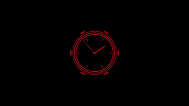   New Clock icon ,arrow rotted fast spanning 12 hours in the circle .on the black background ,4k 