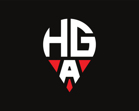 HGA letter location shape logo design.