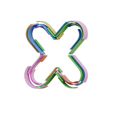 Color Stripes 3D Alphabet PNG Letters