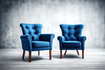 red and blue armchair