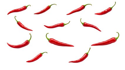 Red hot chili pepper isolated on transparent background. PNG file, Generative Ai. - obrazy, fototapety, plakaty