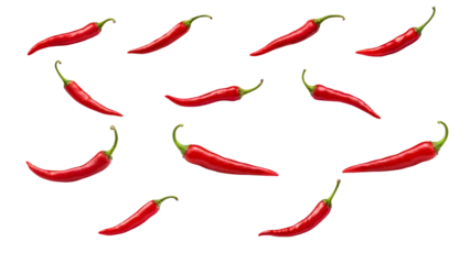 Fotobehang Red hot chili pepper isolated on transparent background. PNG file, Generative Ai. © Santy Hong