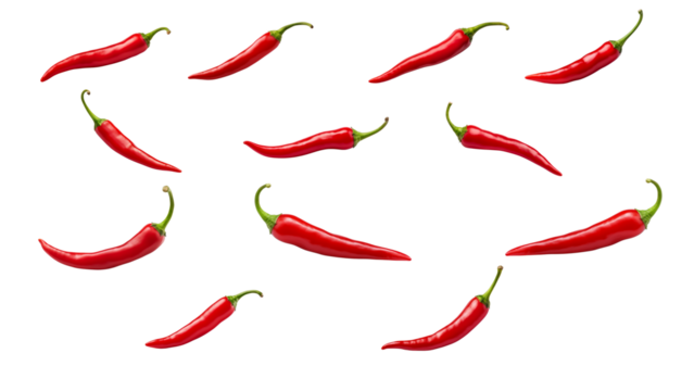 Red hot chili pepper isolated on transparent background. PNG file, Generative Ai.