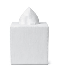 Front view of blank square tissue dispenser box