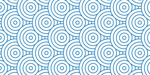 Fototapeta na wymiar Modern diamond geometric ocean spiral pattern and abstract circle wave lines. blue seamless tile stripe geomatics overlapping create retro square line backdrop pattern background. Overlapping Pattern.