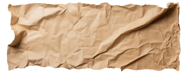 Piece of crumpled blank brown craft paper, cut out