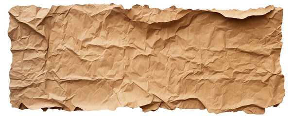 Piece of crumpled blank brown craft paper, cut out