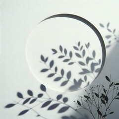 A background with tree and leaves, a shadow of a plant on a white surface, beautiful dynamic shadows, shadow effect