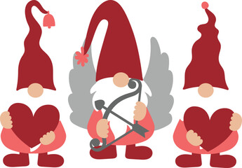 Valentine Gnomes - Valentine's Gnome Illustration