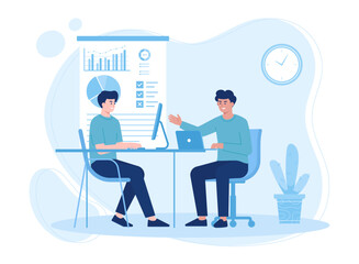 business team communication concept flat illustration