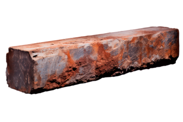 Rusty steel square beam from metal stock isolated on transparent background