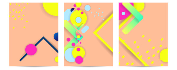 Summer New Set Peach Fuzz mosaic covers design lines future geometric template bright colorful graphic design