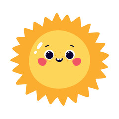 Cute sun character vector illustration isolated on white background