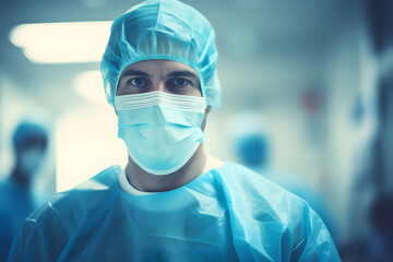 Frontline Heroes: Healthcare Worker in Cap and Mask at Hospital