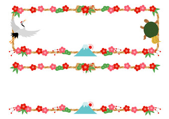 しめ縄と縁起物の枠とラインのセット
