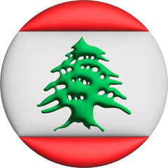3D Flag of Lebanon on circle