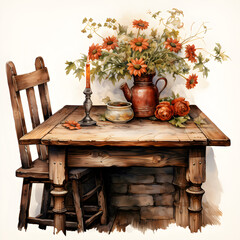 table and flowers
