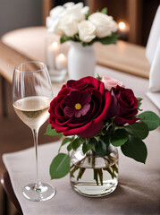 Valentines Day with heart champagne roses. - 692611925