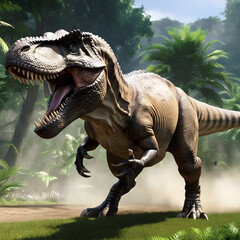 Fototapeta premium tyrannosaurus rex dinosaur. Generated with AI