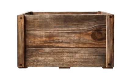 Old weathered wooden crate box, cut out