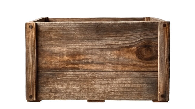 Old weathered wooden crate box, cut out