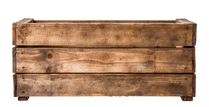 Old weathered wooden crate box, cut out