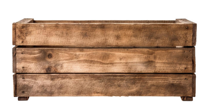 Old weathered wooden crate box, cut out