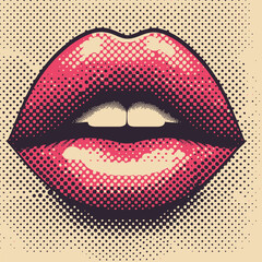 retro halftone vector abstract female lips