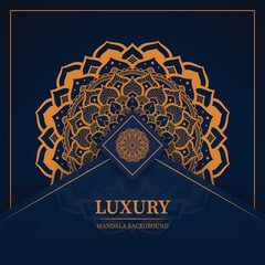 Luxury ornamental mandala design background with golden arabesque pattern.