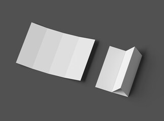 Blank four roll fold A4 size leaflet 3d render to present your design.