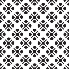 Seamless monochrome vector textures, black and white abstract geometric patterns with triangle, square and circle shapes. Design element for textile, print, fabric.
