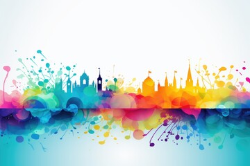 Abstract background with rainbow london cityscape. UK's LGBT History Month, focusing on the celebration of LGBTQ+ history and cultural themes specific to the United Kingdom. 