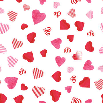 watercolor hearts love seamless pattern