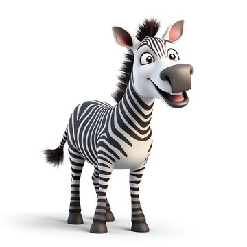 a cartoon zebra standing on a white background
