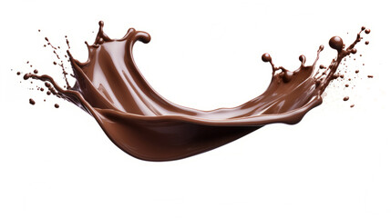 Chocolate splash isolated on white background. Splashing liquid chocolate. 