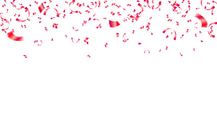 Celebration banner template with red confetti for holiday, party, Valentine's Day - obrazy, fototapety, plakaty