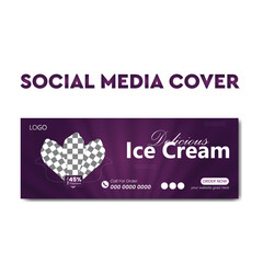 Ice Cream business promotion Social Media cover design with creative shape or web banner for digital marketing business. 