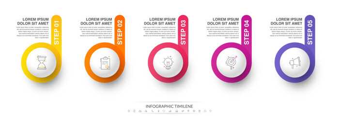 Vector template circle infographics. Business concept with 5 options and parts. Five steps for content, flowchart, timeline, levels