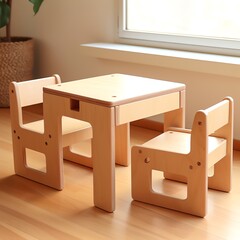 a small wooden table and chairs