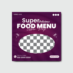 Vector food menu banner for social media template