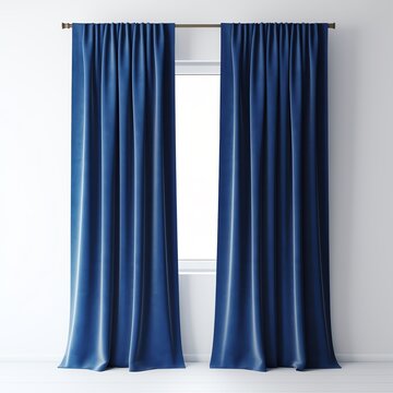a blue curtains on a window