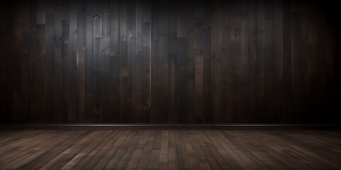 a dark wood wall and floor - obrazy, fototapety, plakaty