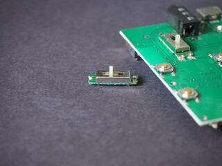 Smt type slider potentiometer for surface mount devices. Mini slide potentiometer. - obrazy, fototapety, plakaty