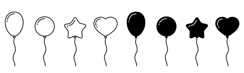 Balloon icon line, baloon sign. Celebration. Vector symbol logo illustration, line editable stroke. Transparent png © tutti_frutti