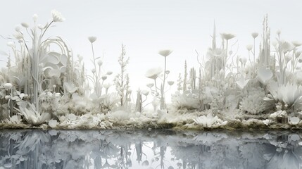 an isolated garden captured on a pristine white surface, highlighting the intricate details of flora in a calm and visually appealing setting.